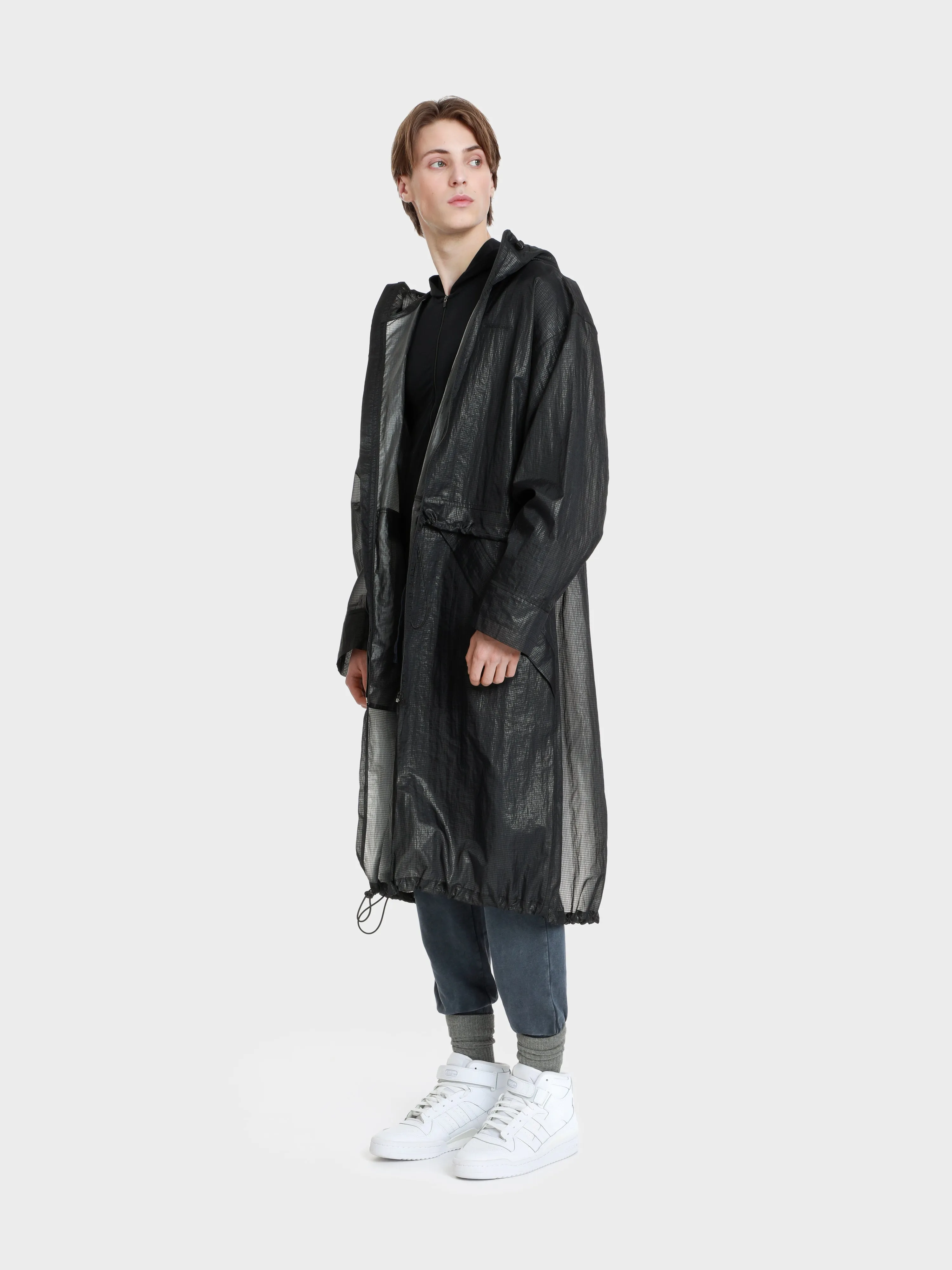 Unisex hi tec zip adjustable ripstop long transparent windbreaker