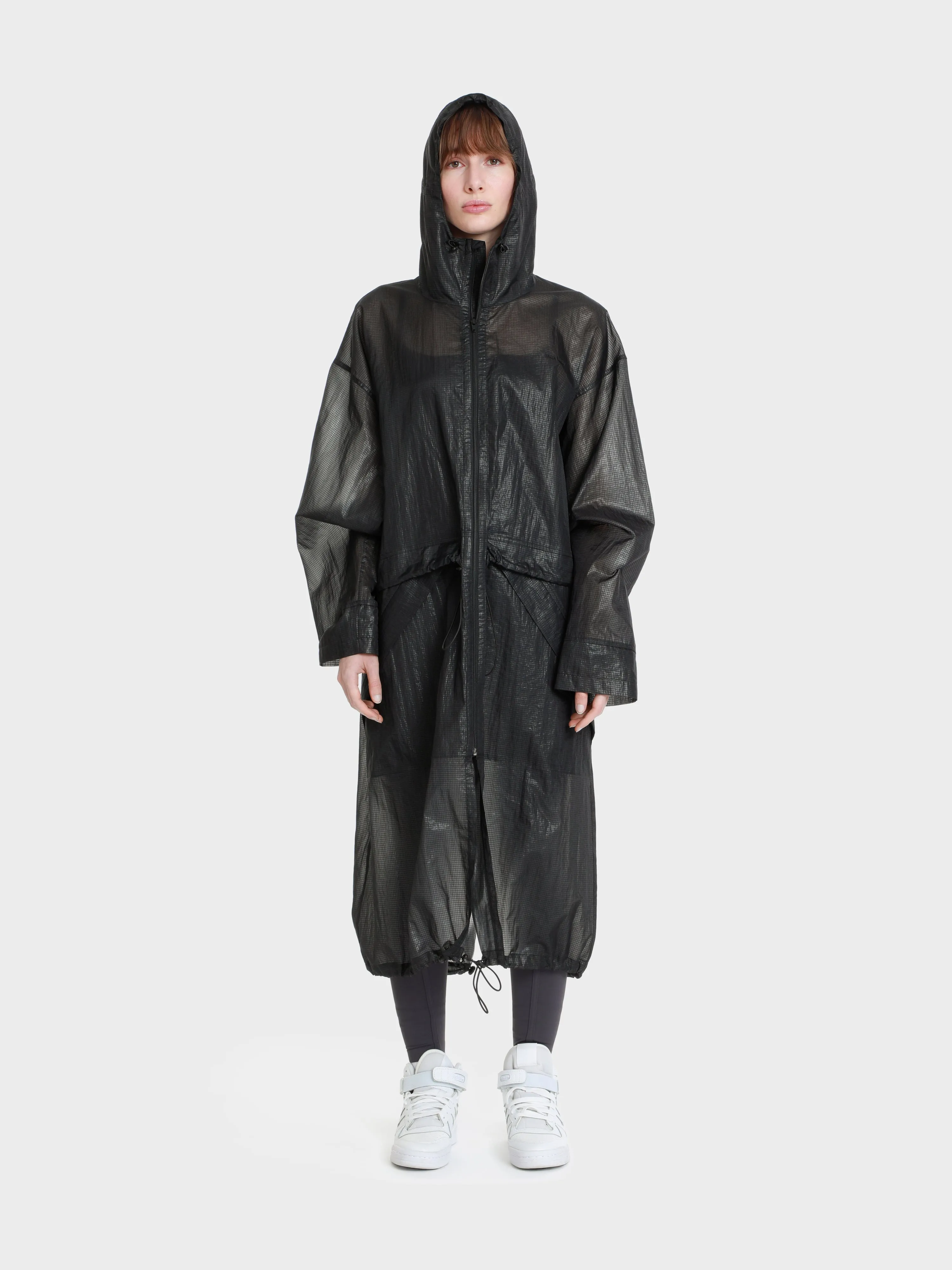 Unisex hi tec zip adjustable ripstop long transparent windbreaker
