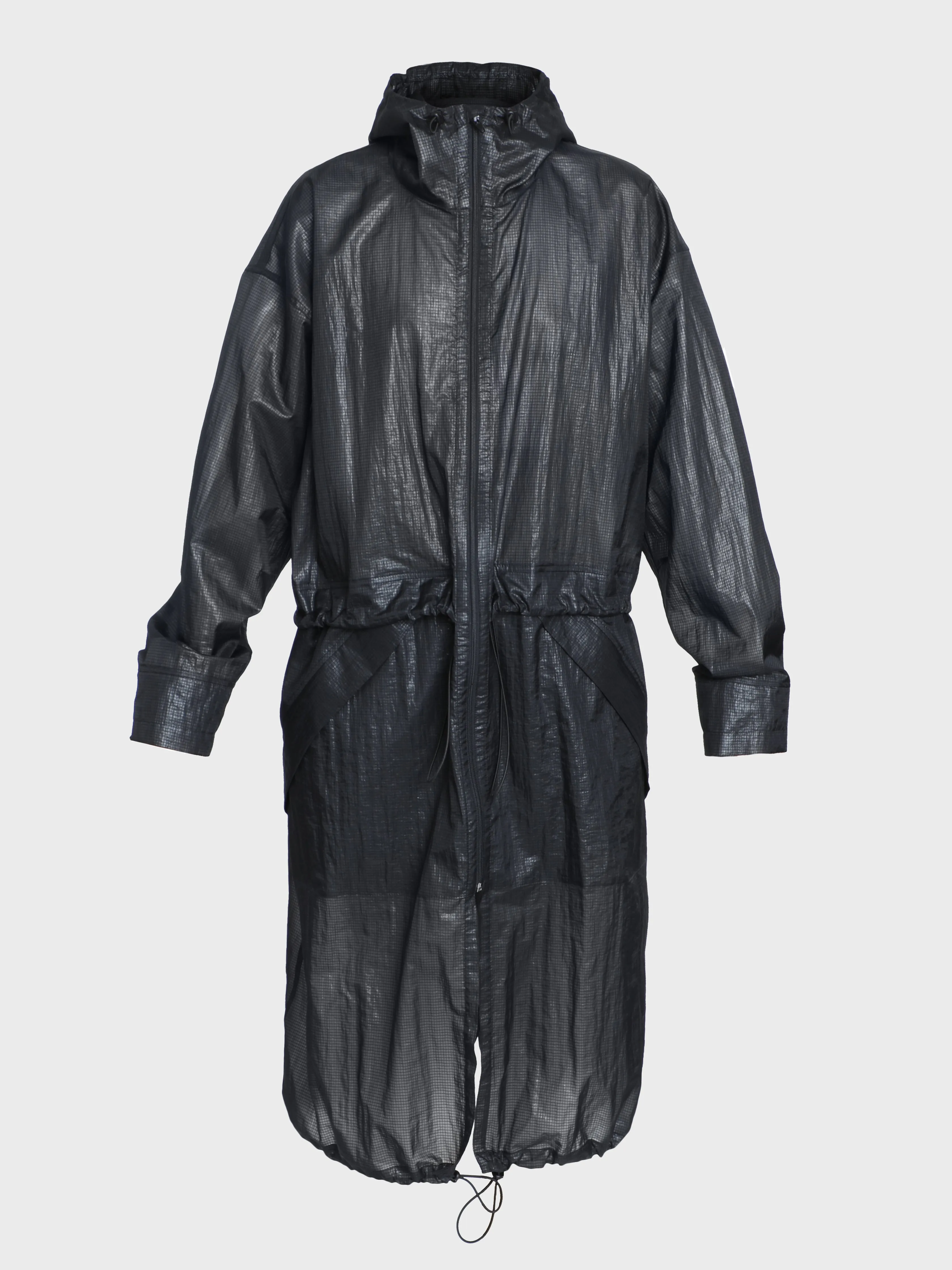Unisex hi tec zip adjustable ripstop long transparent windbreaker