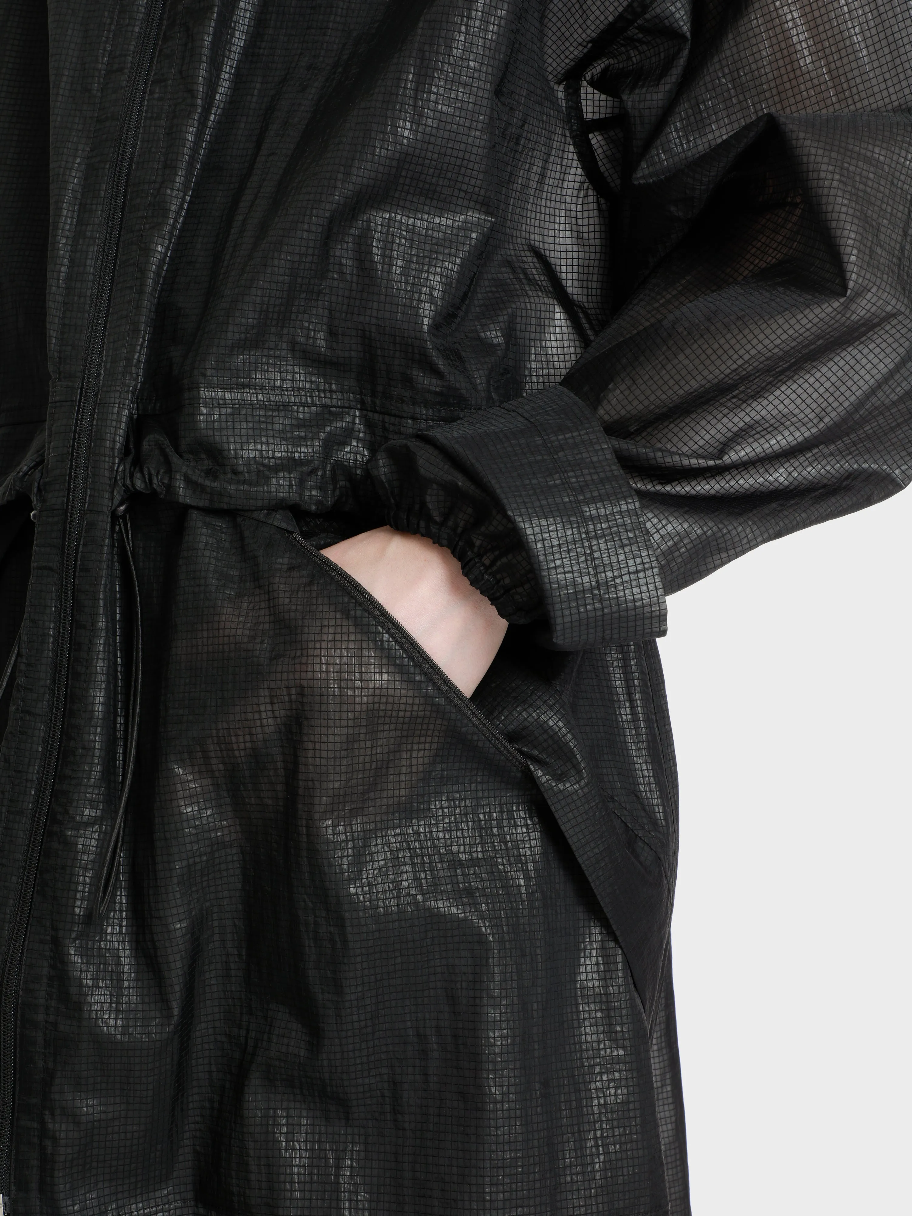 Unisex hi tec zip adjustable ripstop long transparent windbreaker