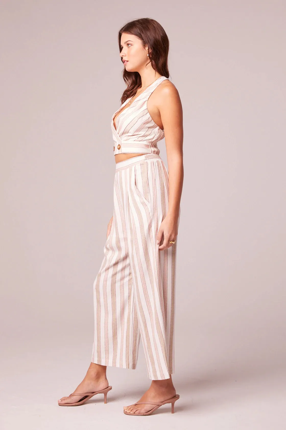 Walk On Biege Striped Wide Leg Pants
