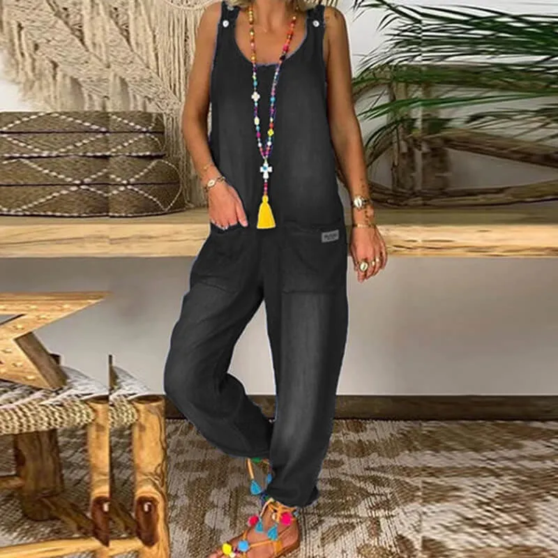 Women's Loose Baggy Wide Leg Drop Crotch Jumpsuit Rompers Overalls