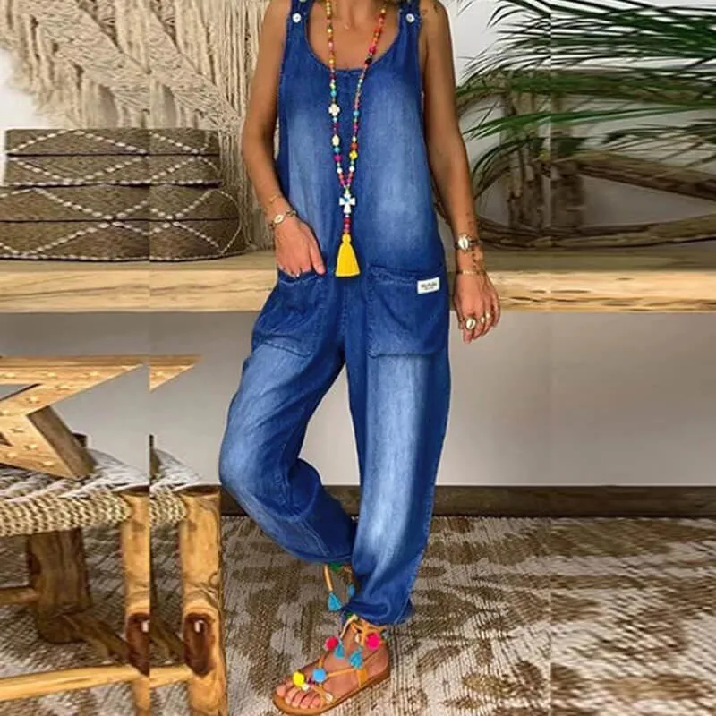 Women's Loose Baggy Wide Leg Drop Crotch Jumpsuit Rompers Overalls