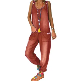 Women's Loose Baggy Wide Leg Drop Crotch Jumpsuit Rompers Overalls