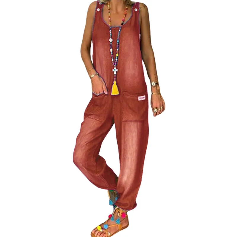 Women's Loose Baggy Wide Leg Drop Crotch Jumpsuit Rompers Overalls