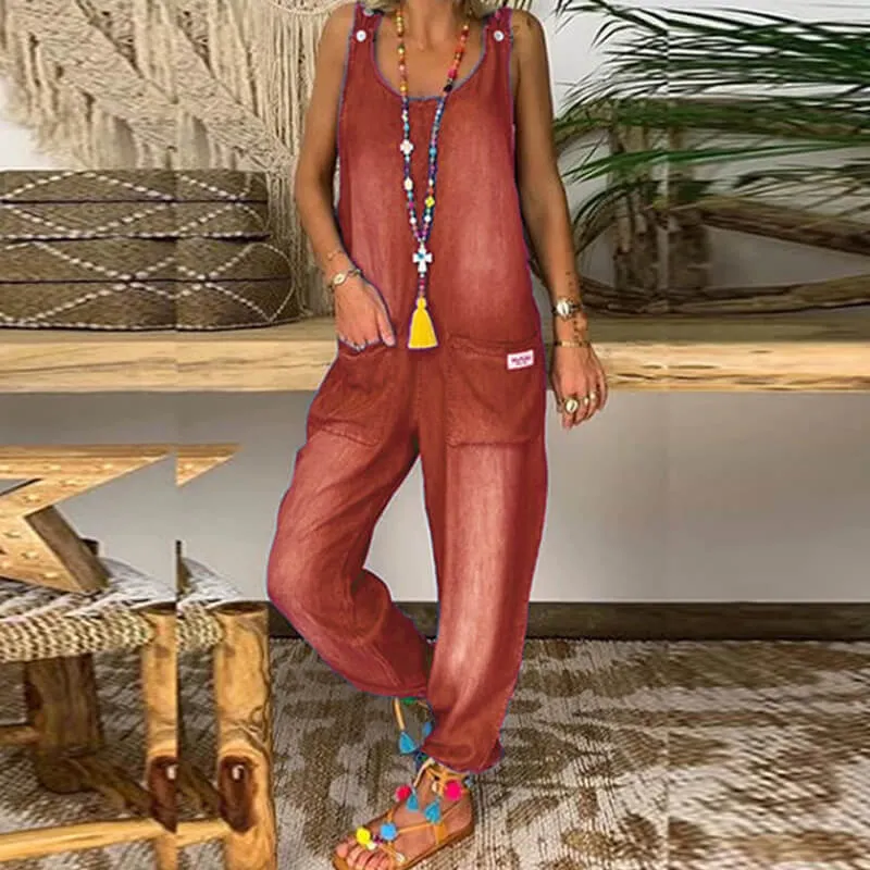Women's Loose Baggy Wide Leg Drop Crotch Jumpsuit Rompers Overalls